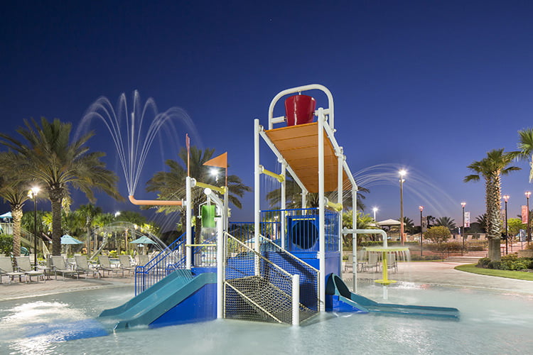 The Retreat at Champions Gate Splash Pad at Twilight