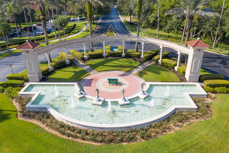 Aerial of Emerald Island Resort Entrance