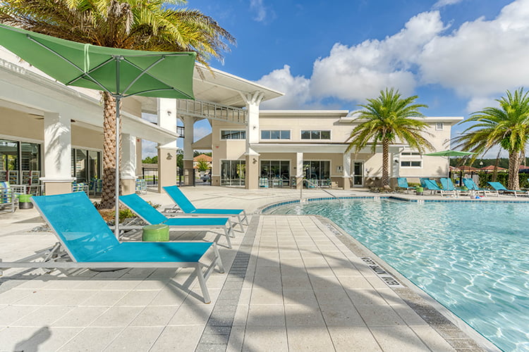 Sun Loungers on Pool Deck