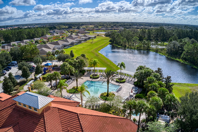 Aerial of Watersong Clubhouse and Pool