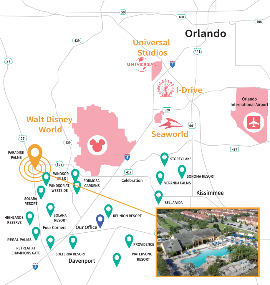 Paradise Palms Resort Location Map